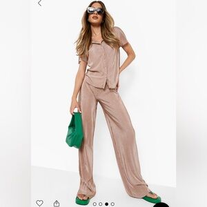 PREMIUM PLISSE SHIRT & WIDE LEG PANTS